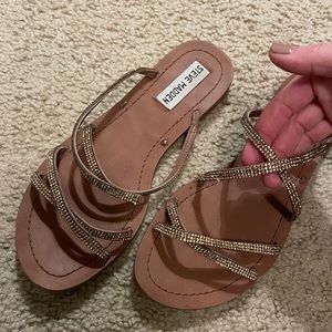 Steve Madden tan rhinestone flat sandals